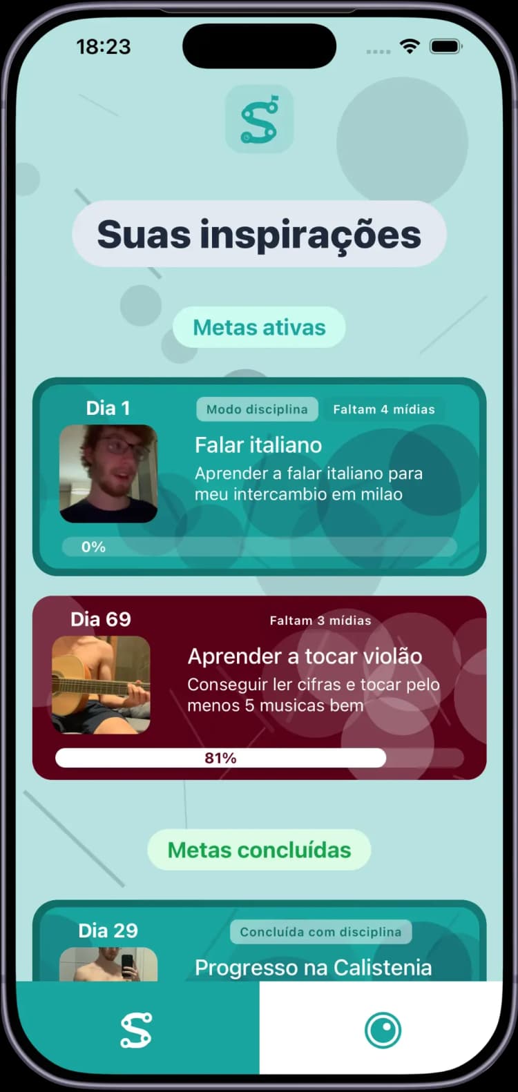 Crie Metas - Defina objetivos pessoais e acompanhe seu progresso no Inspire